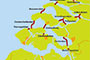 Map of the dams of the Delta Works , provinces of Zuid Holland and Zeeland, The Netherlands. 